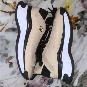 Chanel Suede Calfskin Sneakers in Beige